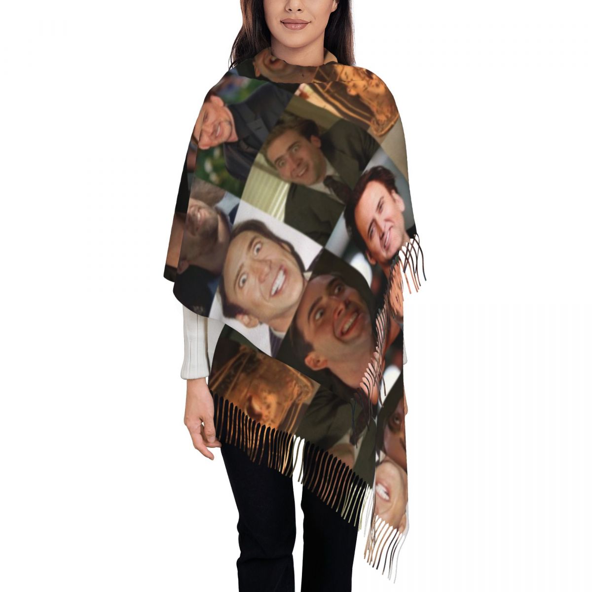 Pashmina Wrap Large - نيكولاس كيج مضحك الوجه ميمي شال