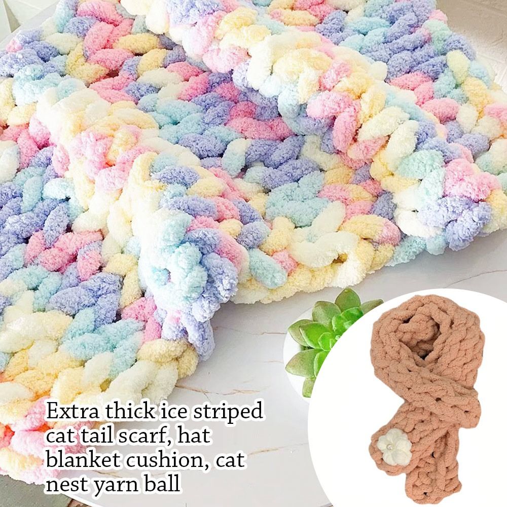Woven Scarf Blanket - خيوط متعددة الشنيل للحياكة والكروشيه ،