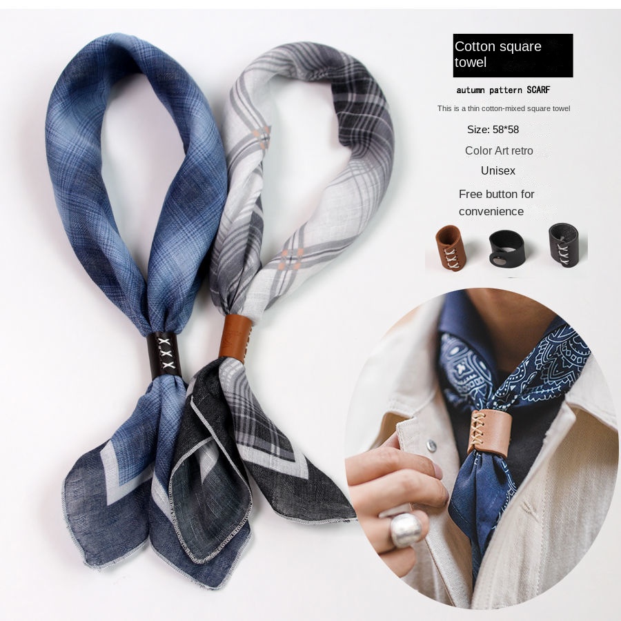 Ascot Neck Scarf - وشاح رجالي مربع بأزرار ، وشاح