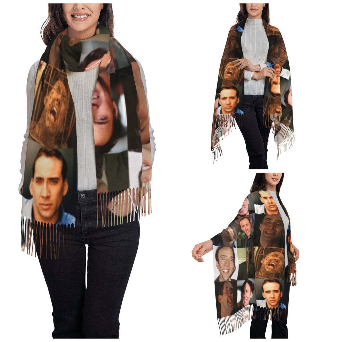 نيكولاس كيج مضحك الوجه ميمي شا - مراجعة Pashmina Wrap Large وسعره