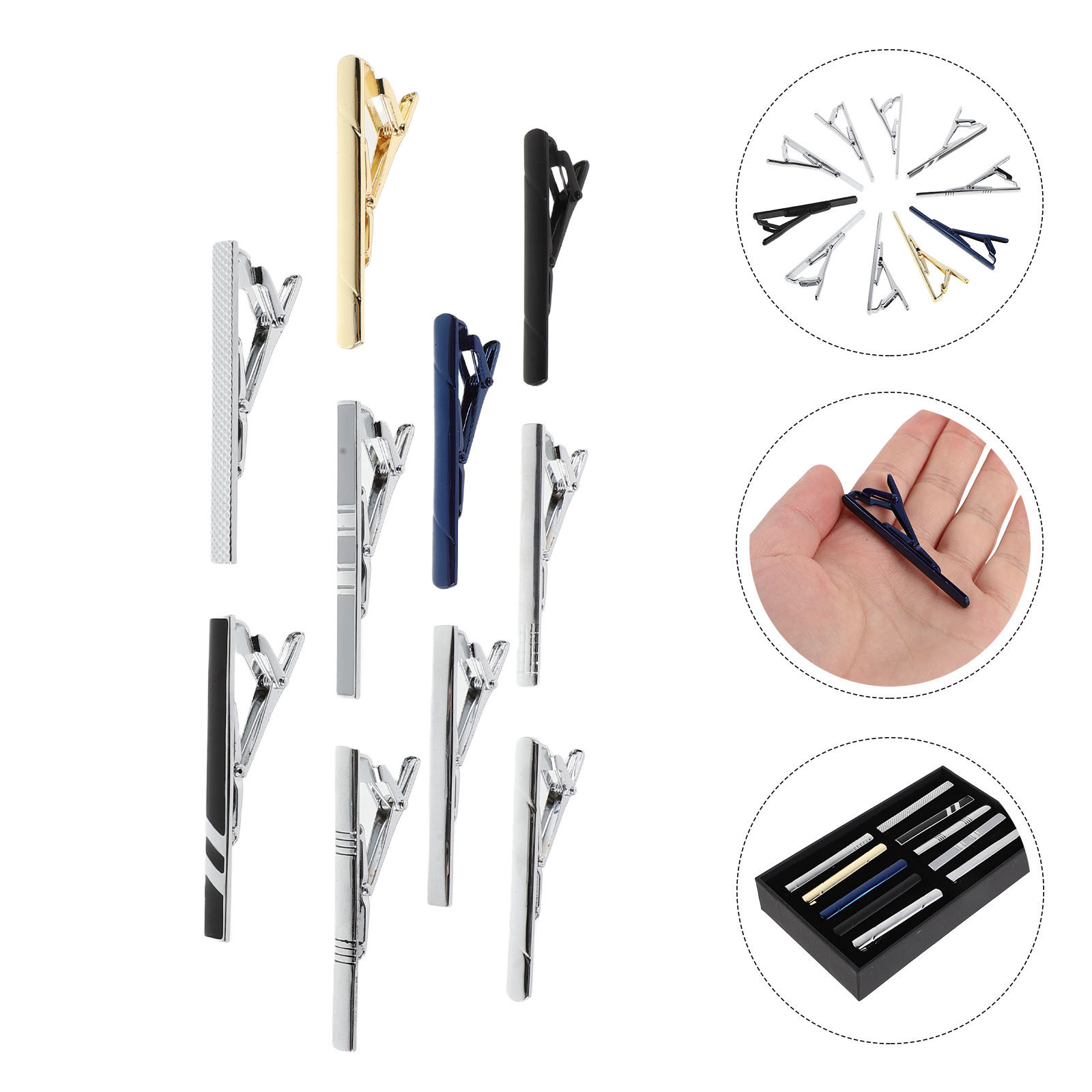 مجموعة من 10 مشابك ربطة عنق لل - مراجعة Tie Bar Set Gift وسعره