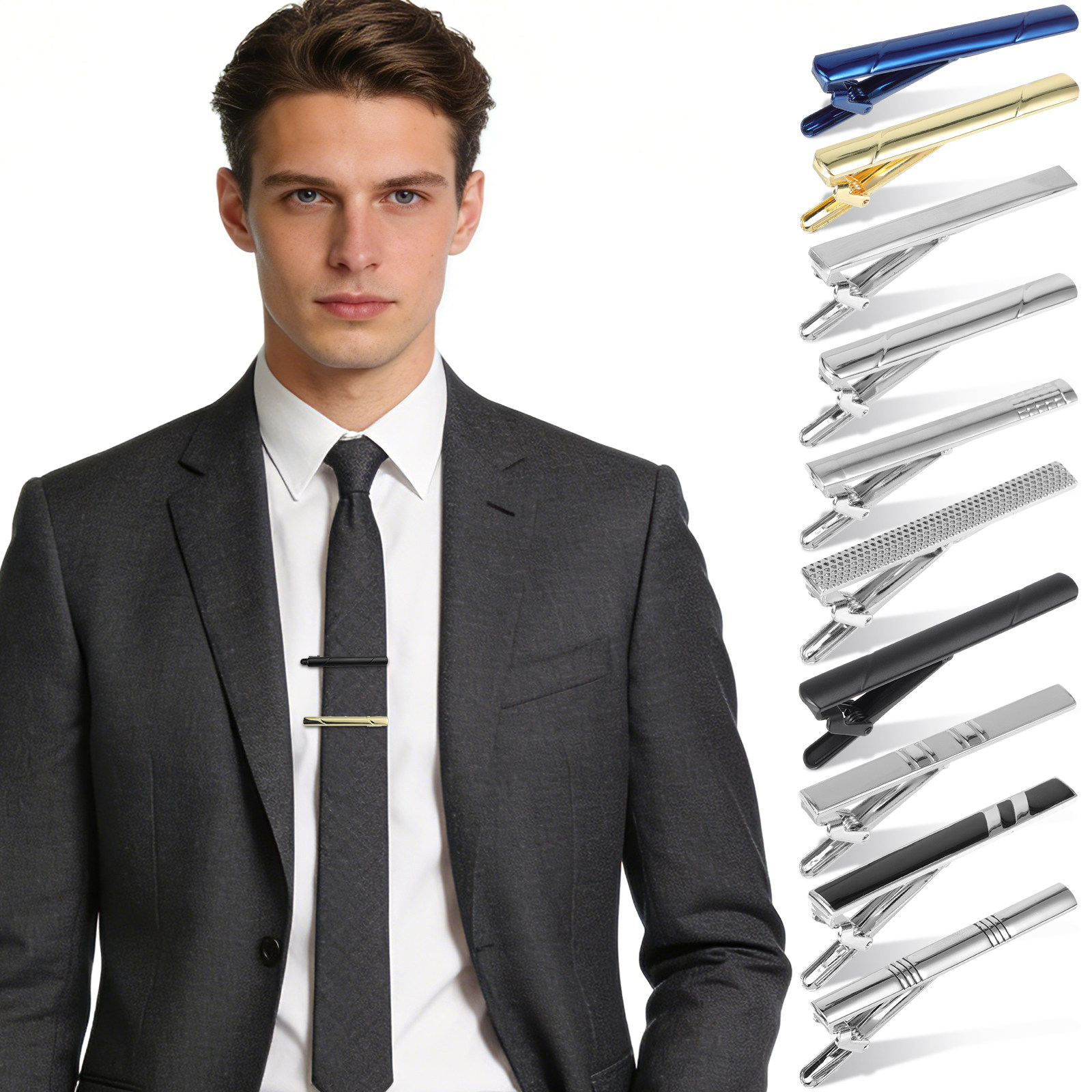 مجموعة من 10 مشابك ربطة عنق لل - مراجعة Tie Bar Set Gift وسعره