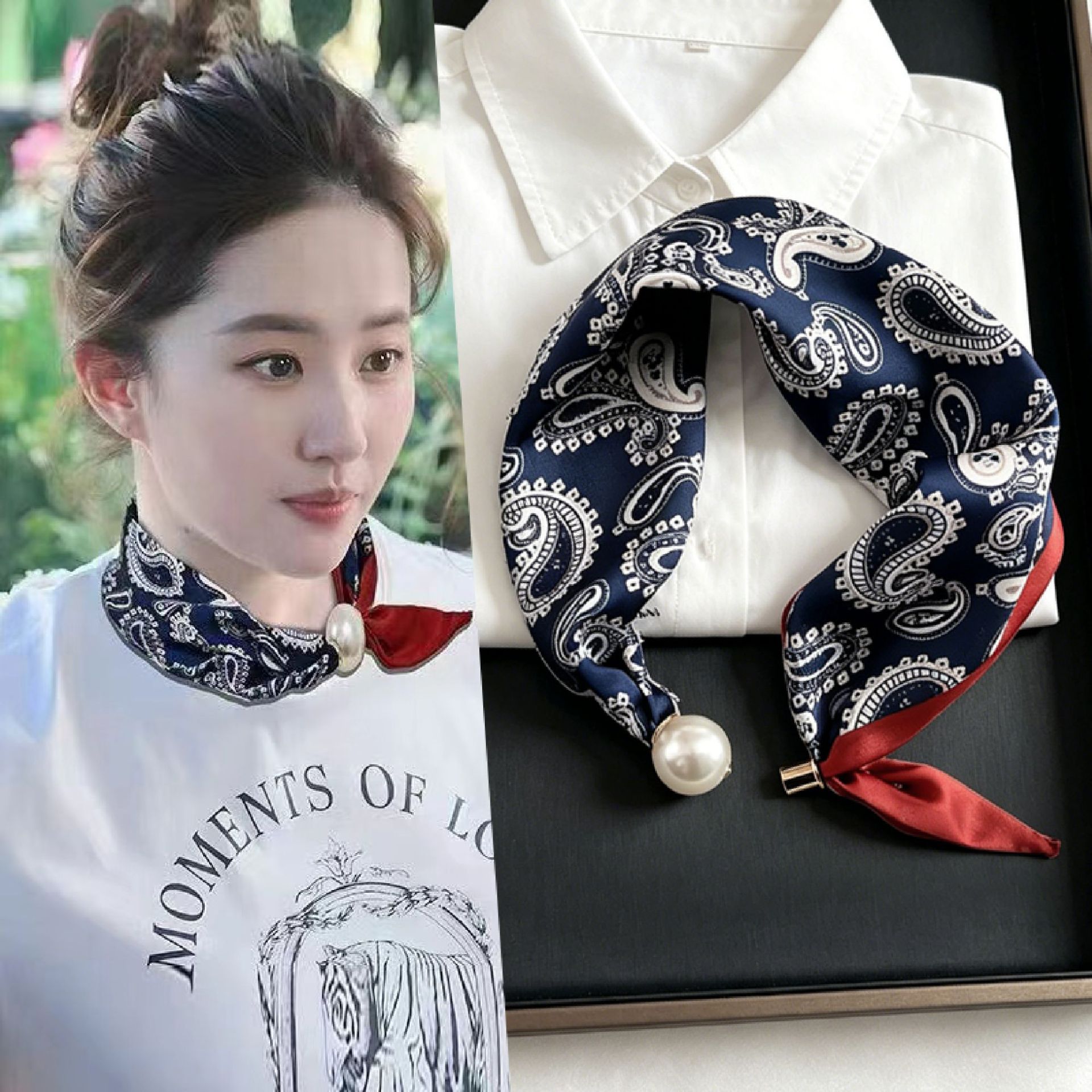 وشاح جديد بطبعات بيزلي وذيل لؤ - مراجعة Ascot Neck Scarf وسعره
